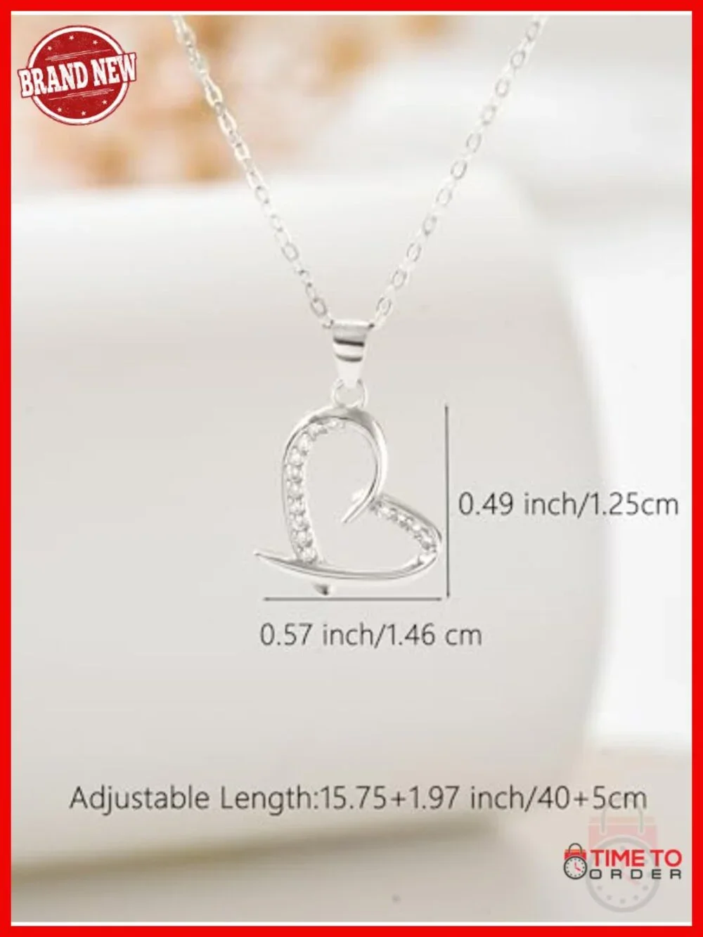 925 Sterling Silver 14K Gold Plated Heart Necklace Adjustable Chain_4